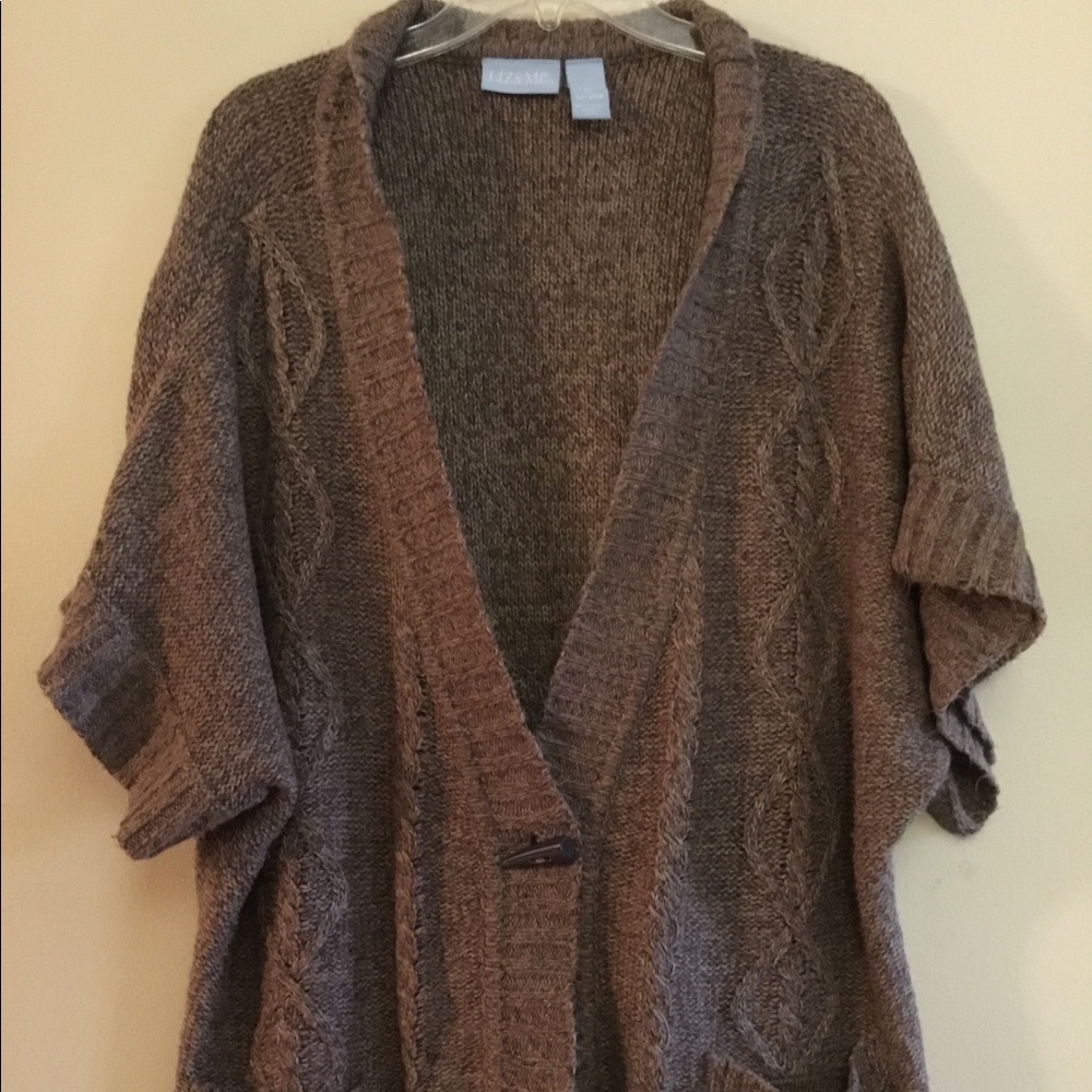 Two for $20.  Marbled brown one button cardigan.